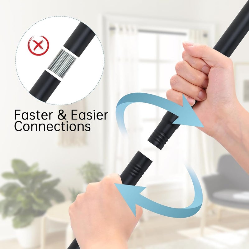 eboatop Black Shower Curtain Rod - Tension Curtain Rod Adjustable 32 to 78 inch Spring Tension Shower Rod No Drilling Non Slip, Matte Black - Image 4